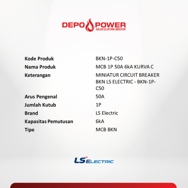 LS Electric MCB 1P 50A 6kA KURVA C BKN-1P-C50 - Gambar 2
