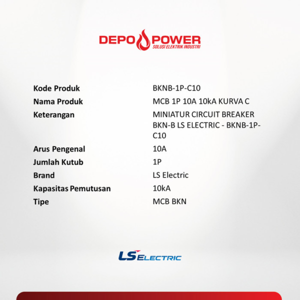 LS Electric MCB 1P 10A 10kA KURVA C BKNB-1P-C10 - Gambar 2