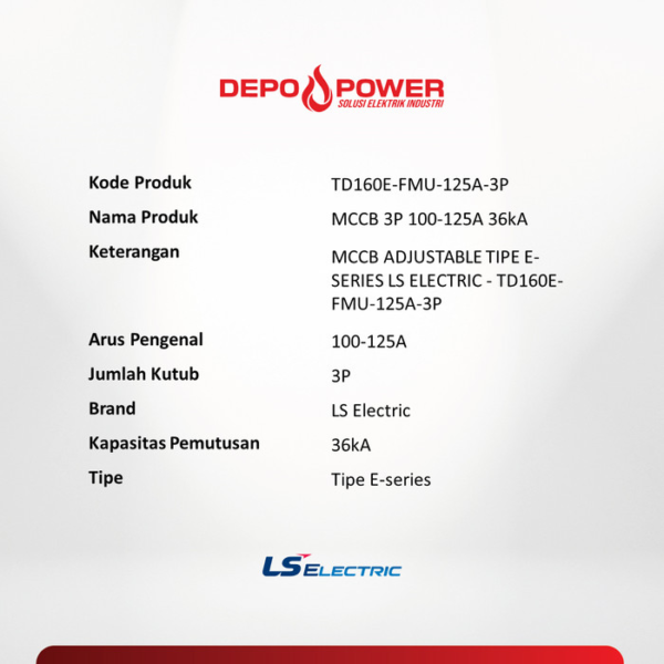 LS Electric MCCB 3P 100-125A 36kA TD160E-FMU-125A-3P - Gambar 2