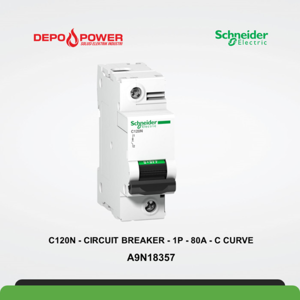 SCHNEIDER C120N - CIRCUIT BREAKER - 1P - 80A - C CURVE A9N18357