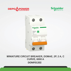 SCHNEIDER MINIATURE CIRCUIT BREAKER, DOMAE, 2P, 2 A, C CURVE, 6000 A DOMF01202