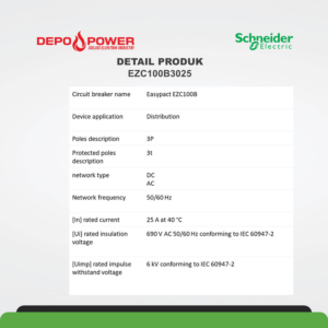 SCHNEIDER CIRCUIT BREAKER EASYPACT EZC100B - TMD - 25 A - 3 POLES 3D EZC100B3025