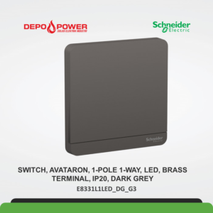 SCHNEIDER SWITCH, AVATARON, 1-POLE 1-WAY, LED, BRASS TERMINAL, IP20, DARK GREY E8331L1LED_DG_G3