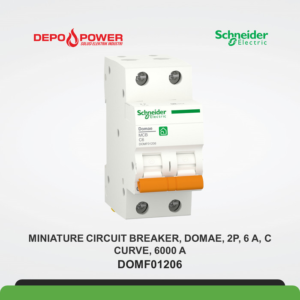 SCHNEIDER MINIATURE CIRCUIT BREAKER, DOMAE, 2P, 6 A, C CURVE, 6000 A DOMF01206
