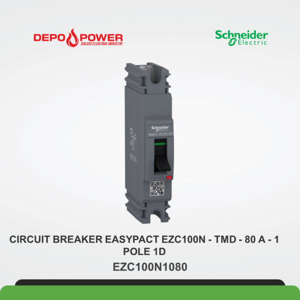 SCHNEIDER EZC100N1080 CIRCUIT BREAKER EASYPACT EZC100N - TMD - 80 A - 1 POLE 1D